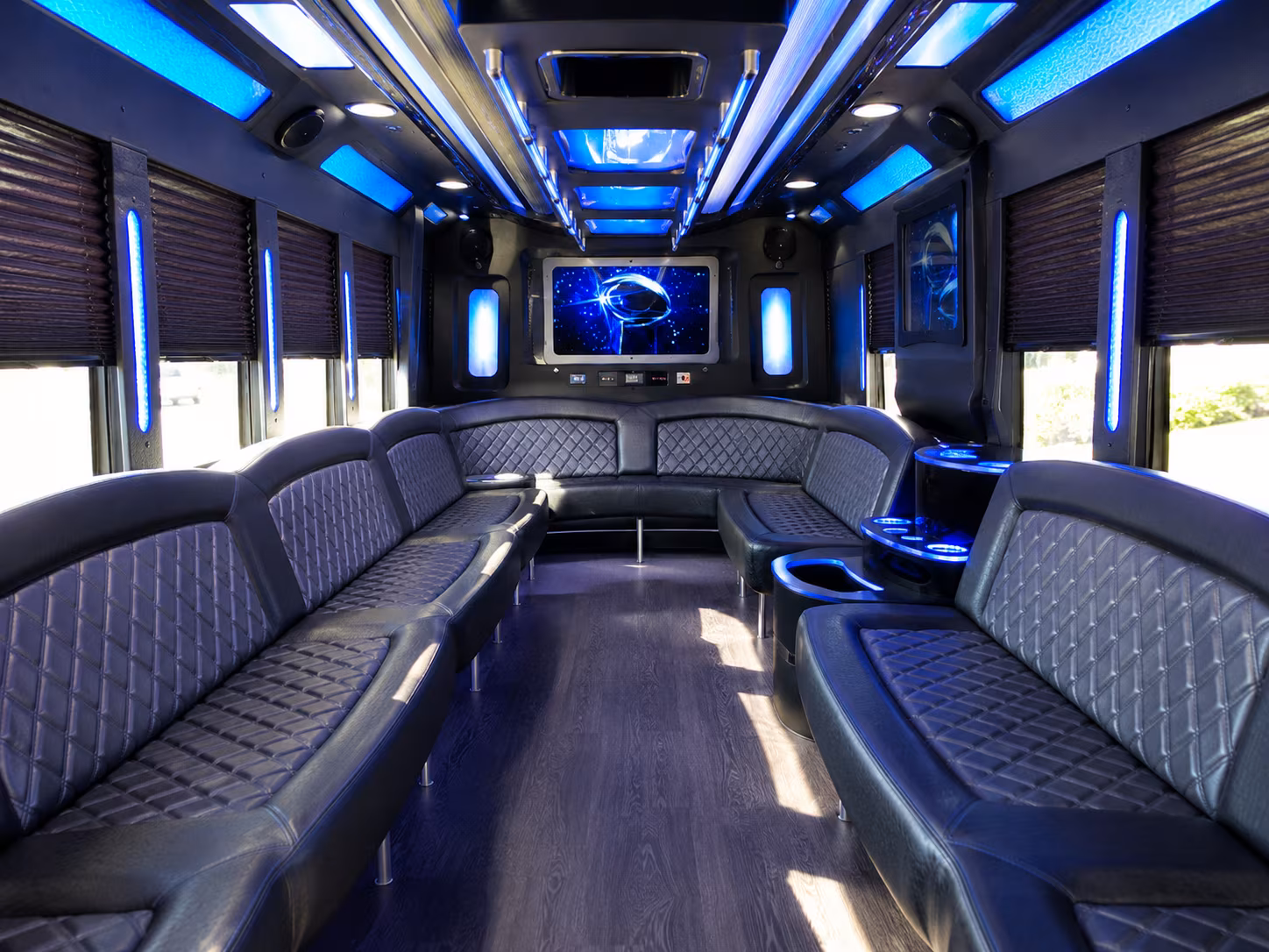 greenwich 28 passenger party bus inside